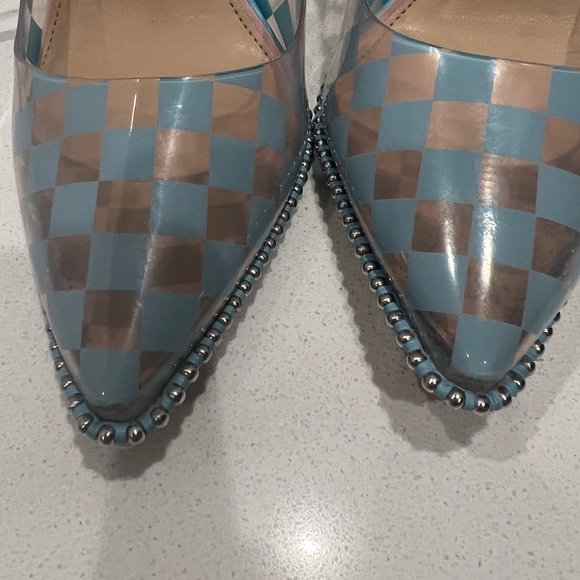 Gianni Bini Renetay Clear Checked Vinyl Heels- Baby Blue - Size 9 - NWT - Picture 8 of 8